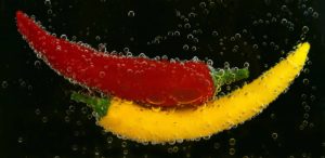 Hot peppers under water