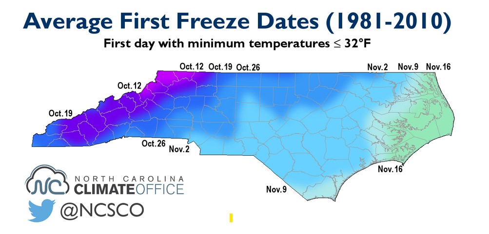 First and Last Frost Dates by USDA Zone