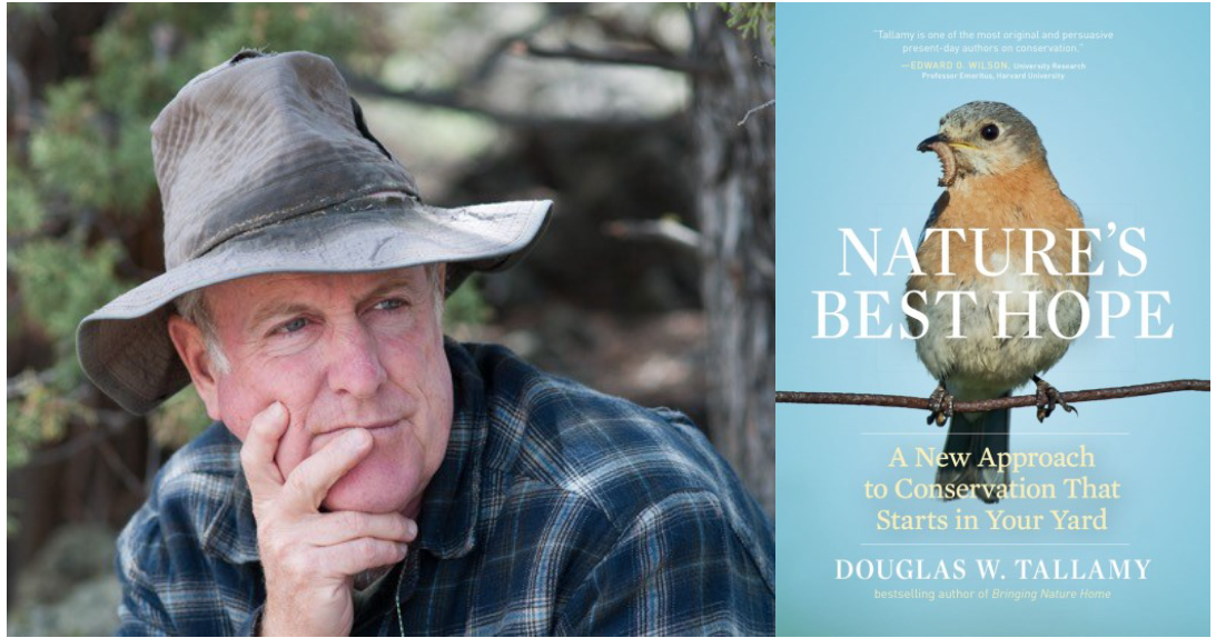 The cover of the book, Nature's Best Hope along with an image of the author.